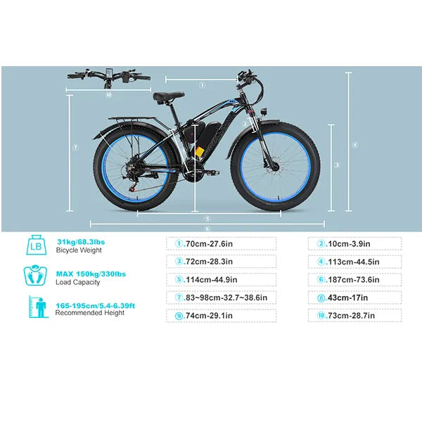 Electric Fat Tyre Blke – Removable 48V 17.5Ah Battery, Up to 56 km/h